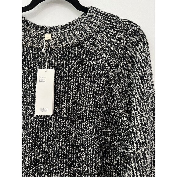 NWT Eileen Fisher Size M Round Neck Boxy Sweater - Black MSRP $268 - Picture 11 of 13